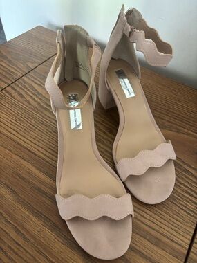 INC International Concepts Wavy Strap Block Heel Sandals - Nude Blush